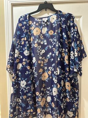 LuLaRoe Navy Floral Sheer Topper